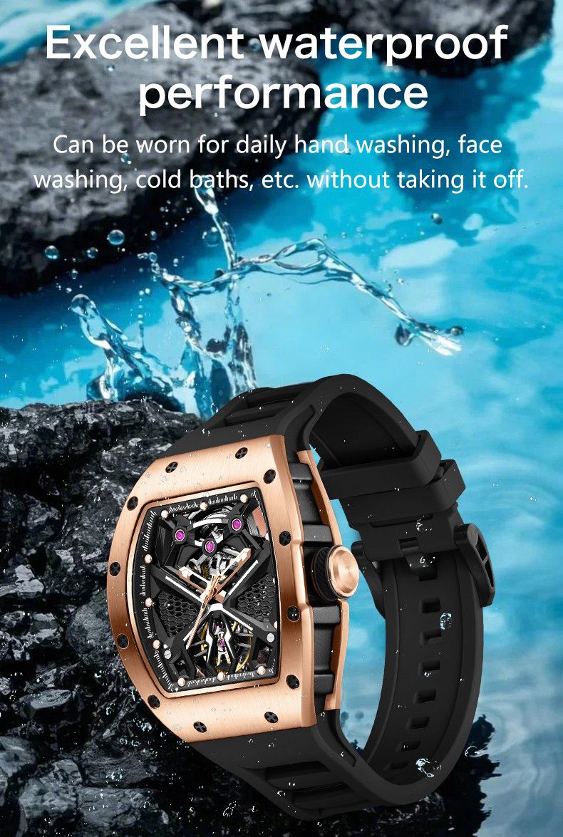 New Hollow Out Dial Men Mechanical Watch Fashion Stainless Steel Automatic Wristwatch Waterproof Watch Clock Montre Homme 9190-5