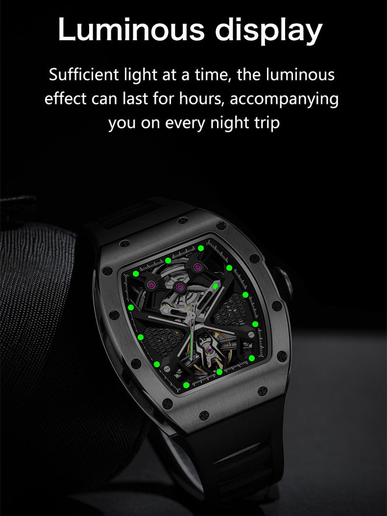 New Hollow Out Dial Men Mechanical Watch Fashion Stainless Steel Automatic Wristwatch Waterproof Watch Clock Montre Homme 9190-5