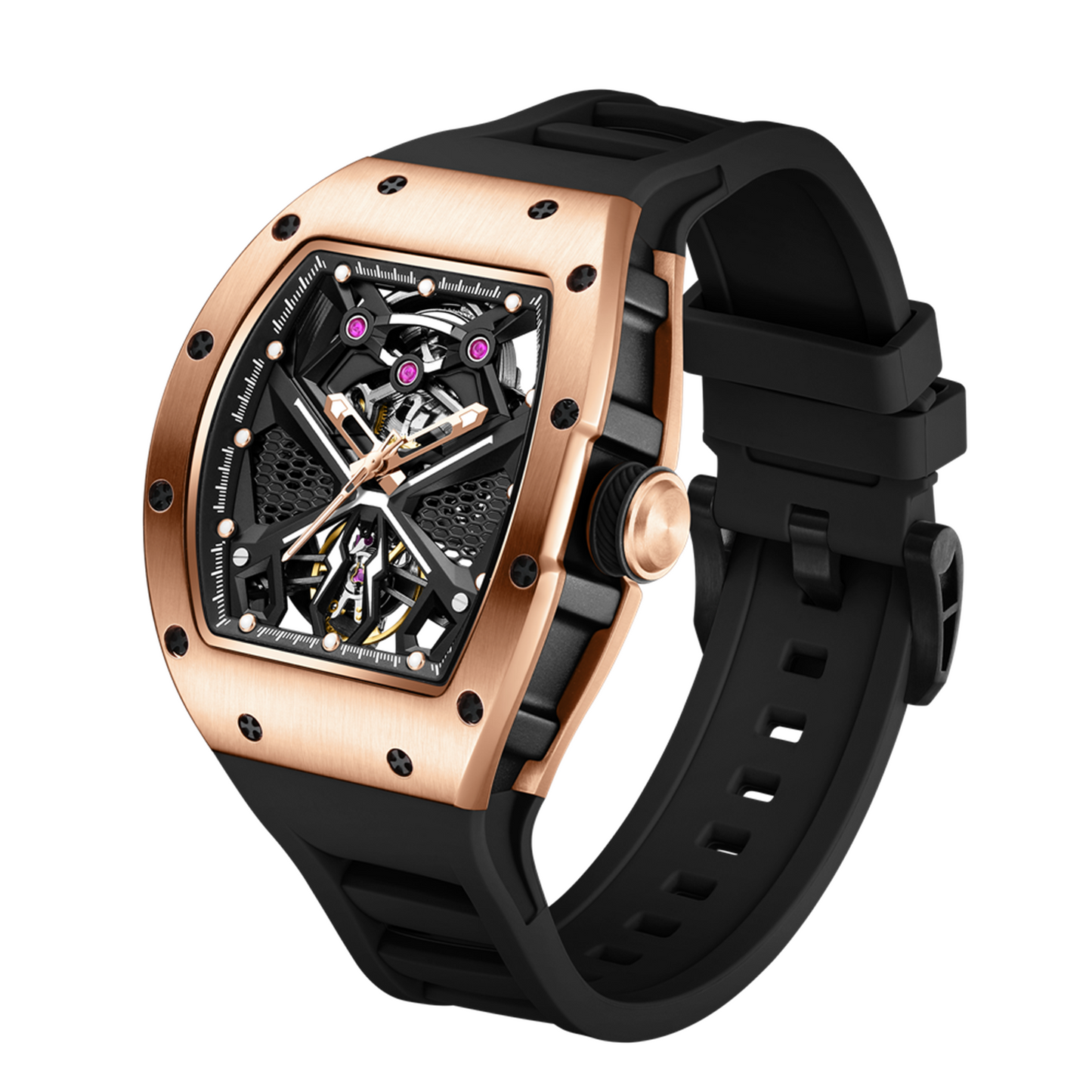 New Hollow Out Dial Men Mechanical Watch Fashion Stainless Steel Automatic Wristwatch Waterproof Watch Clock Montre Homme 9190-5