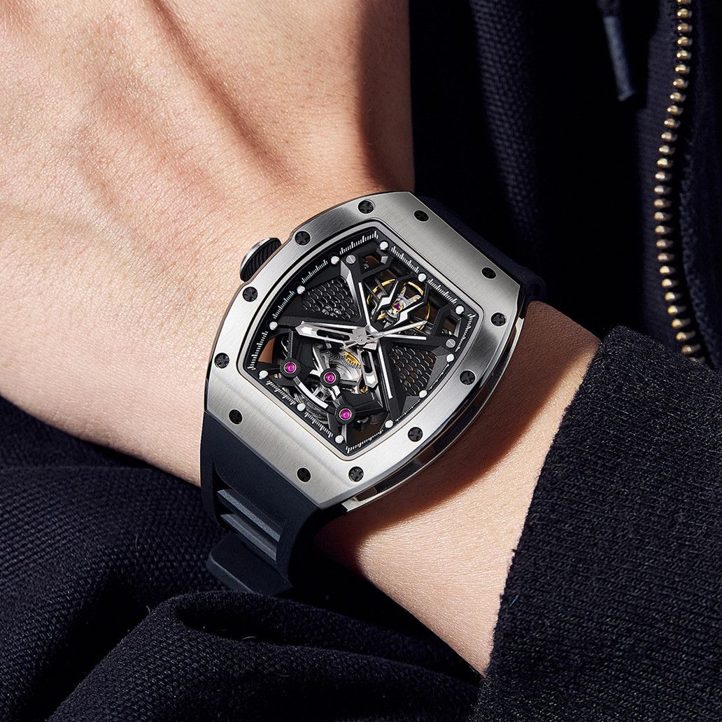 New Hollow Out Dial Men Mechanical Watch Fashion Stainless Steel Automatic Wristwatch Waterproof Watch Clock Montre Homme 9190-5