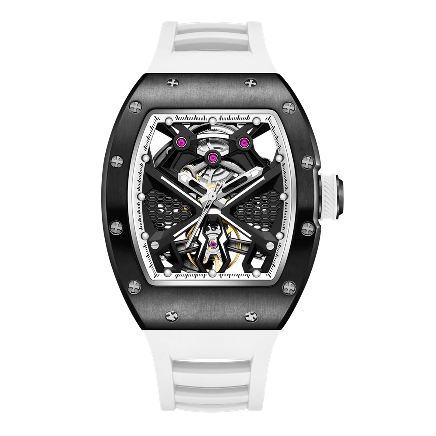 New Hollow Out Dial Men Mechanical Watch Fashion Stainless Steel Automatic Wristwatch Waterproof Watch Clock Montre Homme 9190-5
