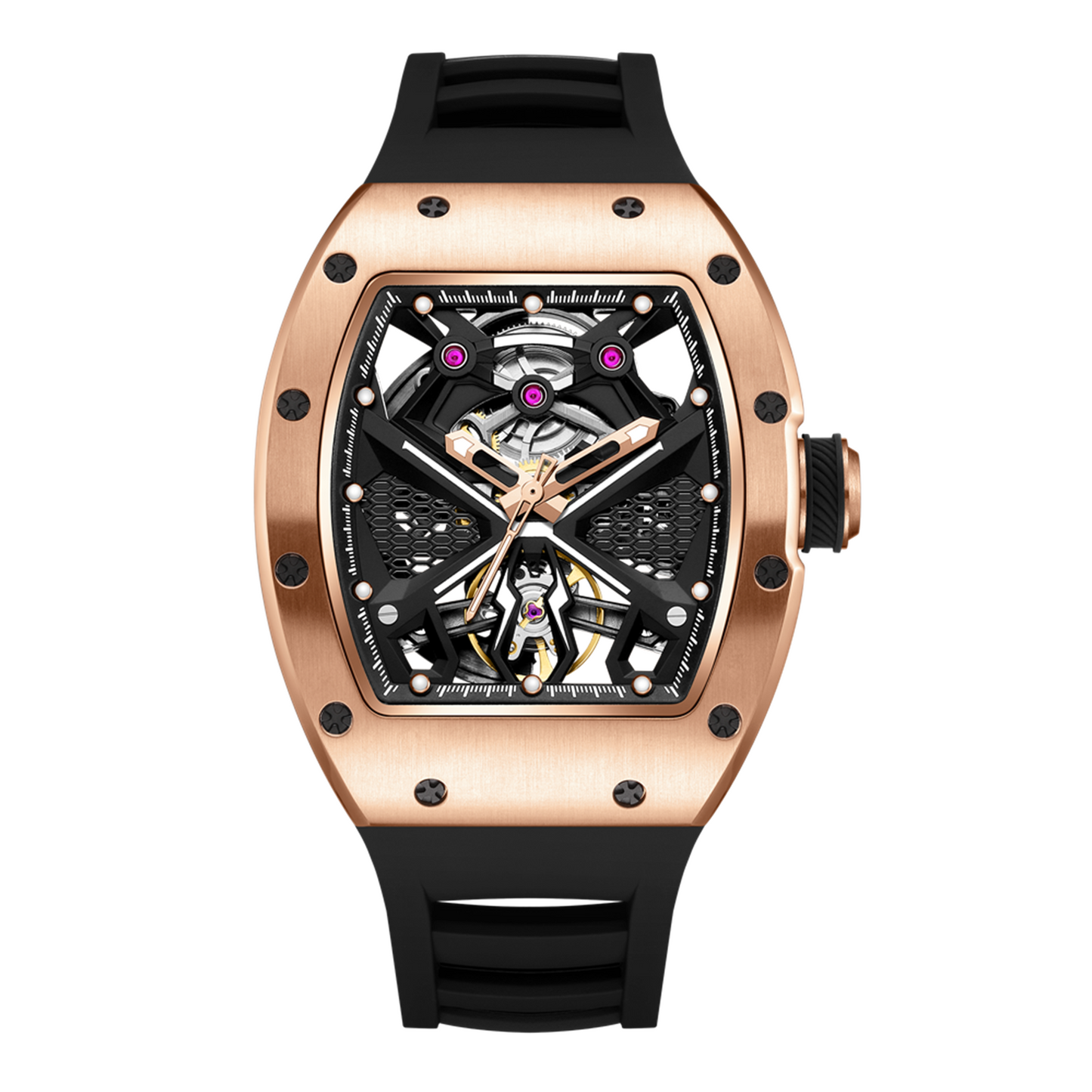 New Hollow Out Dial Men Mechanical Watch Fashion Stainless Steel Automatic Wristwatch Waterproof Watch Clock Montre Homme 9190-5