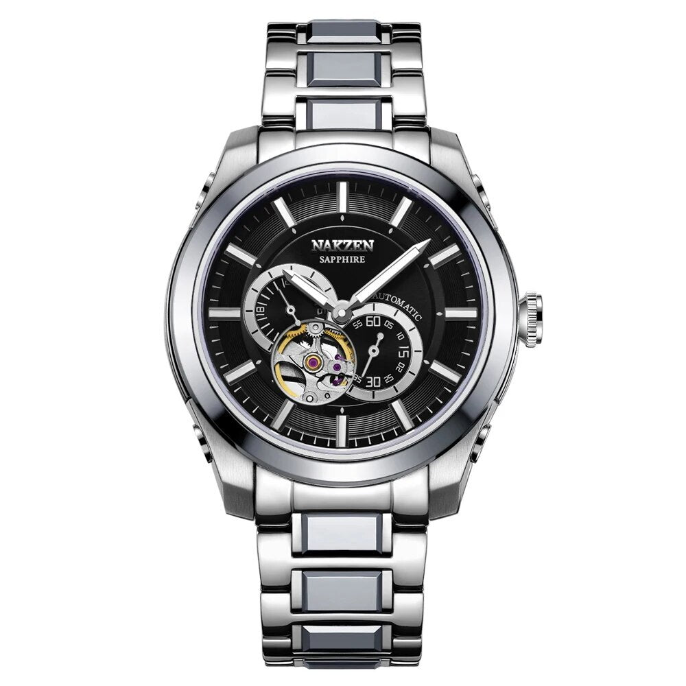 NAKZEN Men Automatic Watch Miyota 82S7 Sapphire Luxury Mechanical Wristwatch Stainless Steel Waterproof Watch Clock relogio masc