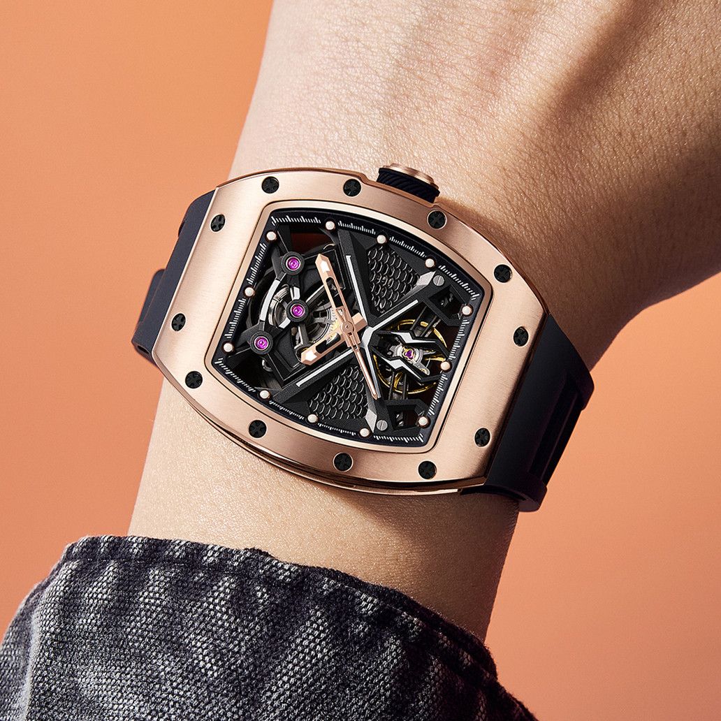 New Hollow Out Dial Men Mechanical Watch Fashion Stainless Steel Automatic Wristwatch Waterproof Watch Clock Montre Homme 9190-5