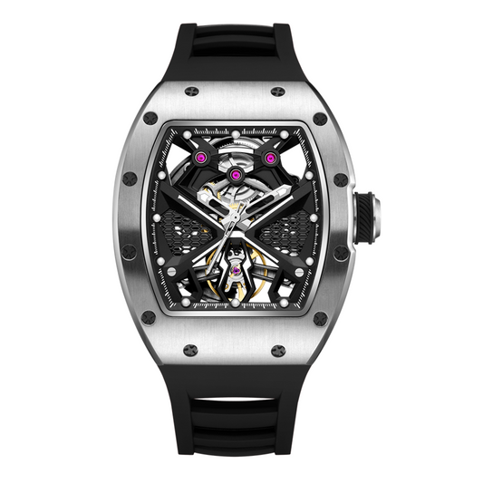 New Hollow Out Dial Men Mechanical Watch Fashion Stainless Steel Automatic Wristwatch Waterproof Watch Clock Montre Homme 9190-5