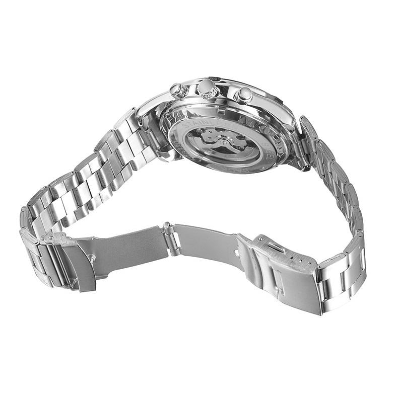 NNEDSZ Stylish Men Automatic Mechanical Watch With Steel Band - Black-3