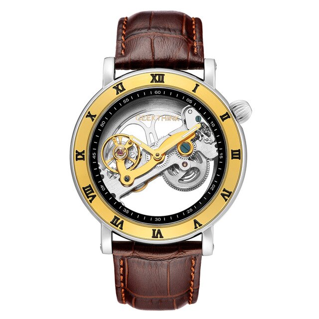 Top brand Skeleton Tourbillon automatic Mechanical Watch Men's luxury business men Wristwatch self wind
