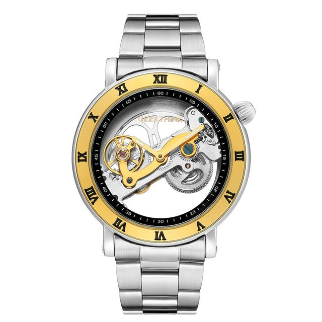Top brand Skeleton Tourbillon automatic Mechanical Watch Men's luxury business men Wristwatch self wind