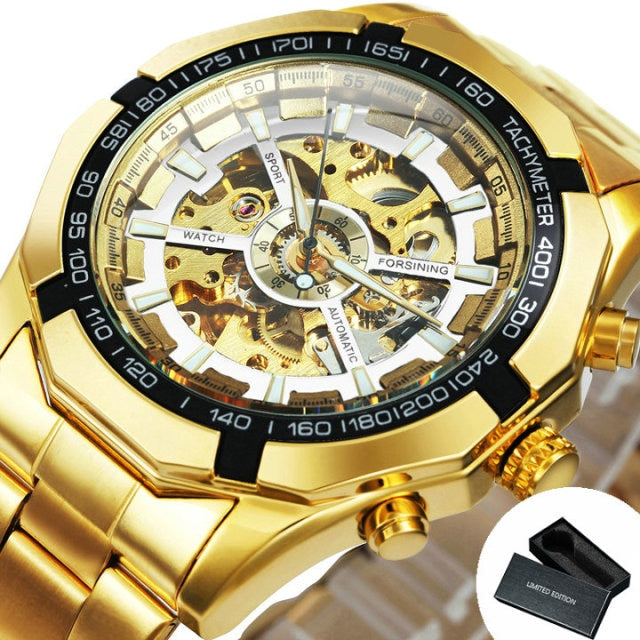 Watch Men Skeleton Automatic Mechanical Watch Gold Skeleton Vintage Man Watch Mens Watches