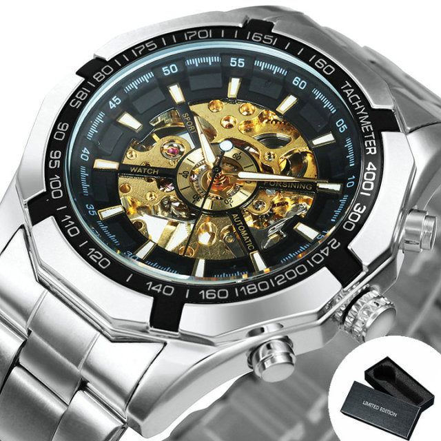 Watch Men Skeleton Automatic Mechanical Watch Gold Skeleton Vintage Man Watch Mens Watches